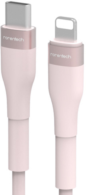 로랜텍 아이폰 케이블 호환 파스텔 C to 8핀 PD 고속충전, 1.2m, 파스텔 핑크, 1개
