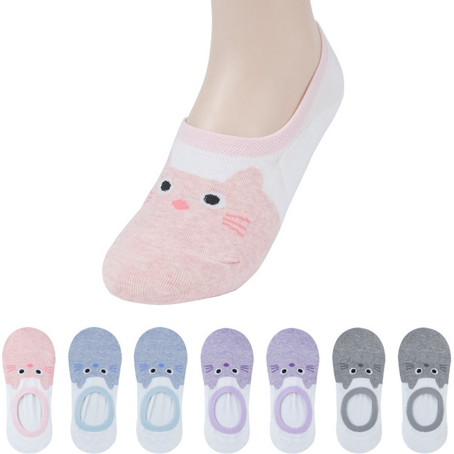삭스너 여성용 큐티캣 안벗겨지는 덧신 양말 8켤레