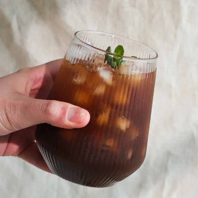 커브 내열유리 커피잔 맥주잔 홈카페 카페 모음, 이든 링클018_내열유리잔 470ml, 1개