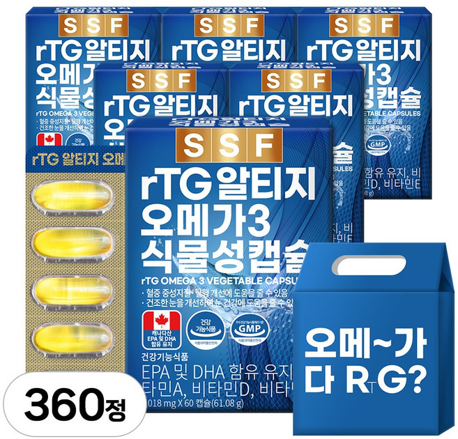 순수식품 rTG 알티지 오메가3 1000mg, 60정, 6개