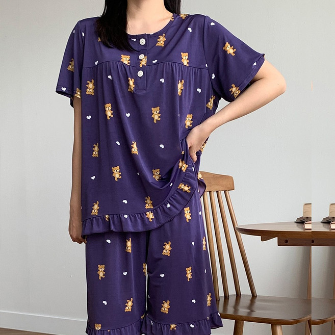 MUGIO 쿨링 여름잠옷 시원한 냉감 여성 상하세트