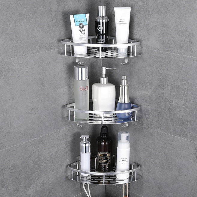 알루미늄 욕실선반 코너형 1단-3단 화장실선반 욕실걸이, 3단