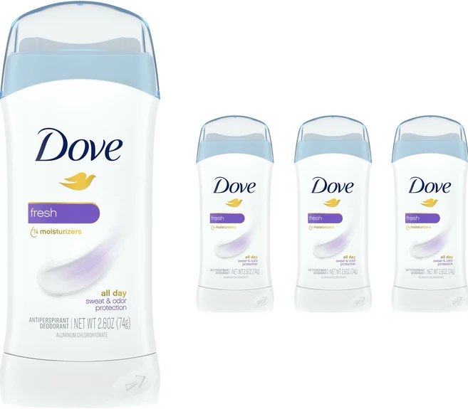 도브 인비저블 솔리드 안티-퍼스피런트 데오드란트 프레시, 74g, 4개 - 쿠팡