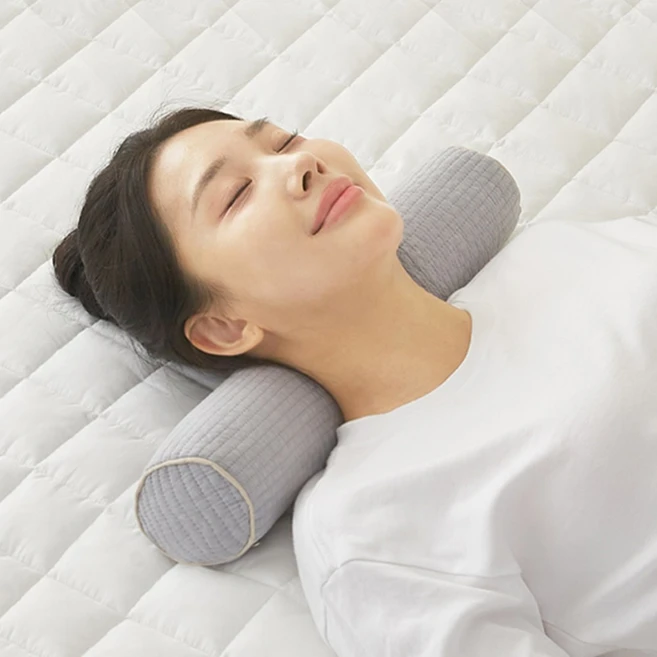 플로우민 피그먼트 빨아쓰는 원형 경추베개, 그레이, 1개 - 쿠팡