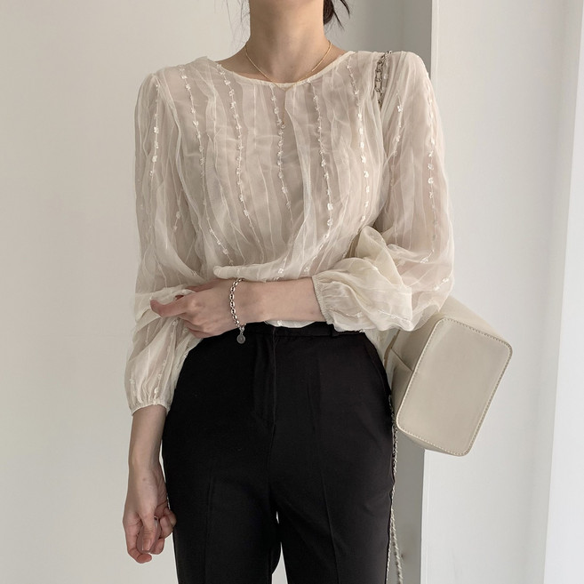 순이 S.여성 샤레이스 시스루 블라우스