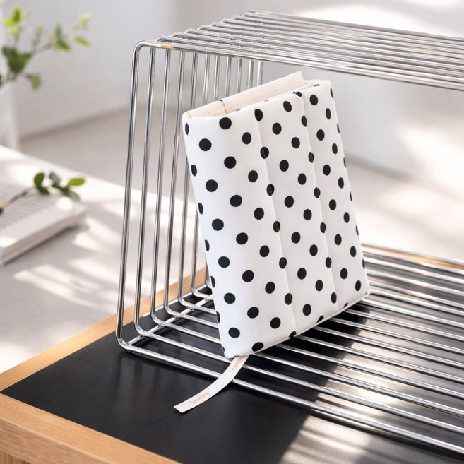 몽글몽글 도트 A5 패브릭 북커버 다이어리 파우치, 1개, 화이트