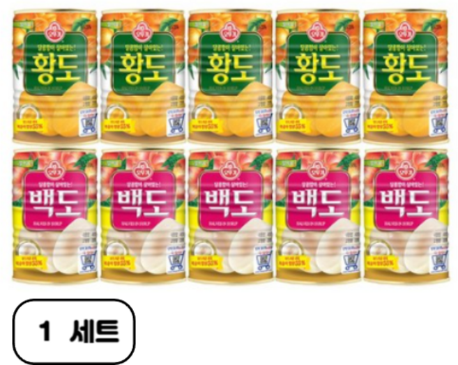 예이니종합물류 오뚜기 황도+백도 각5개씩세트(400g*10개)과일파인애플복숭아, 10개, 400g