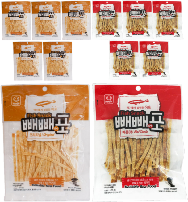 한진식품 빼빼어포 오리지널 + 매운맛, 6세트