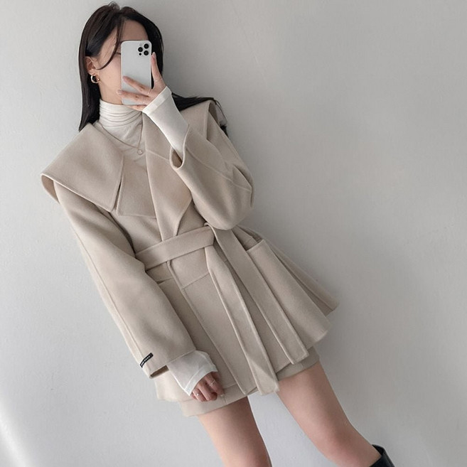 빅카라 모직 착용감 좋은 러블리 하프 코트 mam+8902kc