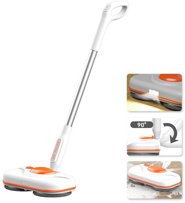 BIBOSI 무선 듀얼스핀 물걸레 청소기 자동물분사 LED라이트 전동 물걸레청소기, 주황색, 기계, 주황색 기계