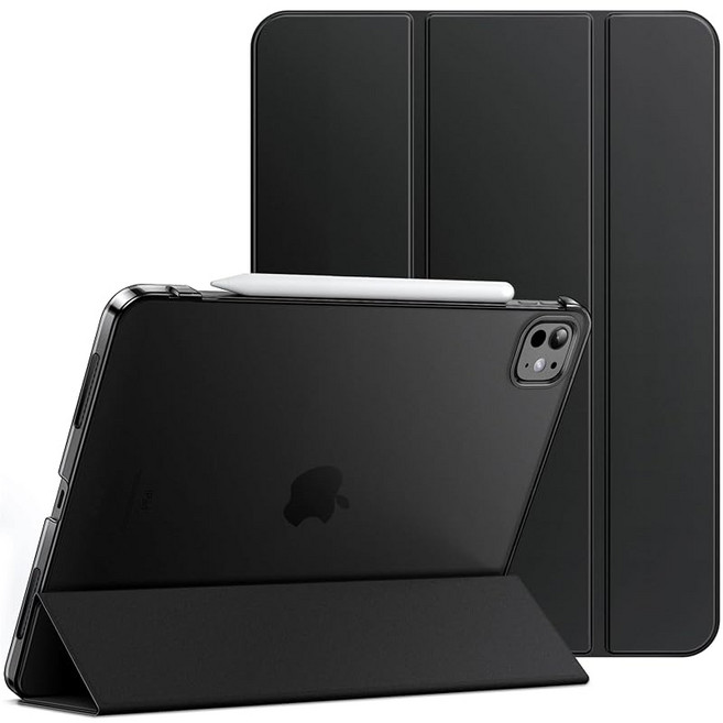 JETech iPad Pro 13인치 M4 2024용 케이스 슬림 스탠드 하드백 웨이크업/오토 슬립 기능 포함 태블릿 스마트 커버 블랙, 1개, 상세페이지 참조