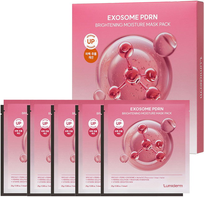 루미덤 엑소좀 피디알엔 모이스처 히알루론산 수분진정 미백 모공 탄력 슬로우에징 마스크팩, 1개, 5개입