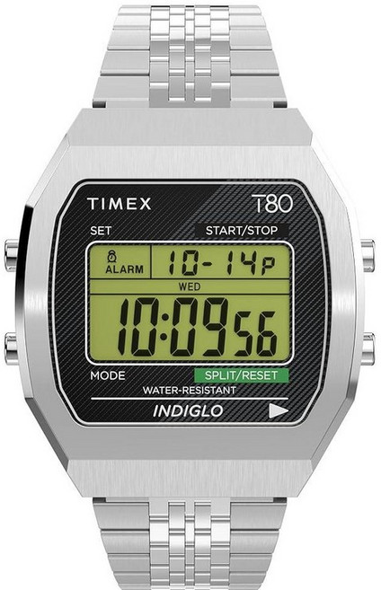 Timex 유니 T80 스틸 36mm 시계 스테인리스 스틸/디지털/스테인리스 스틸 원사이즈 스틸_146057