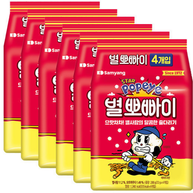 (타임딜)삼양 별뽀빠이 입, 72g, 24개