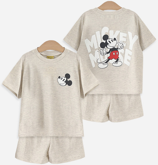 디즈니 여름 아동용 따봉미키 반팔 상하복 상하세트