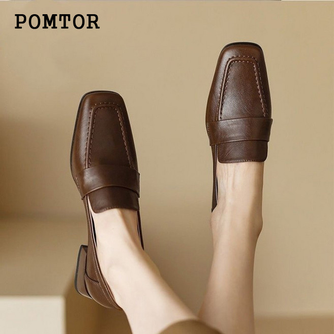 POMTOR 여성 로퍼 펌프스 구두 발편한 구두 여성 구두