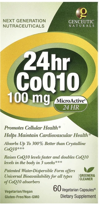 Genceutic Naturals 24시간 CoQ10 100mg 베지캡슐 60정, 5개 - 쿠팡
