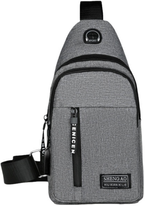 男士牛津布 輕盈減負 斜挎包, (新)胸包-灰色