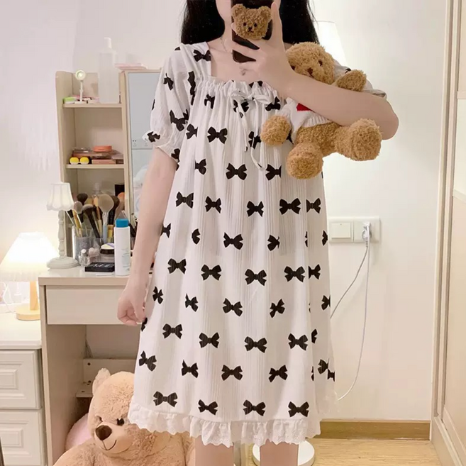 여성용 스퀘어넥 원피스 잠옷