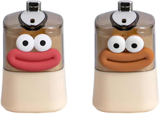 디지럭스 1+1 원터치 이쑤시개 디스펜서 자동 보관함, 1세트, 브라운,레드