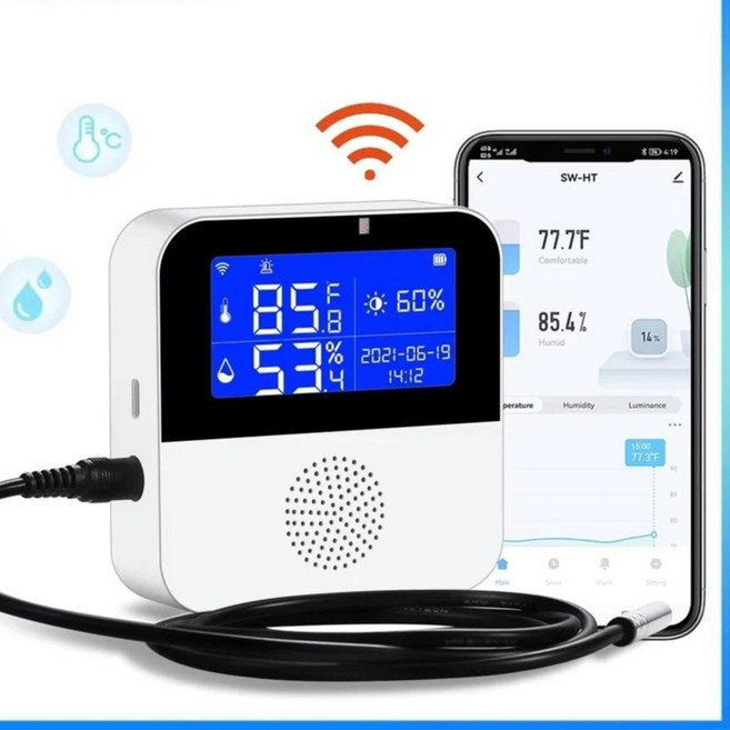 Haozee Tuya 온습도계 디지털 LCD 디스플레이 WIFI 온도 습도 센서 측정기