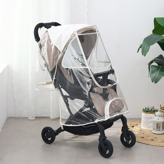 맘네스트 부가부 버터플라이 절충형/휴대용 유모차 생활방수 사계절 방풍 레인 투명 커버, 레인-M타입, 크림, 1개