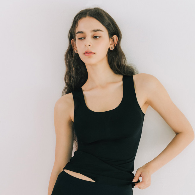 베이직스킨 노와이어 무봉제 심리스 캡내장 나시 롱브라탑 BSE-Y217K