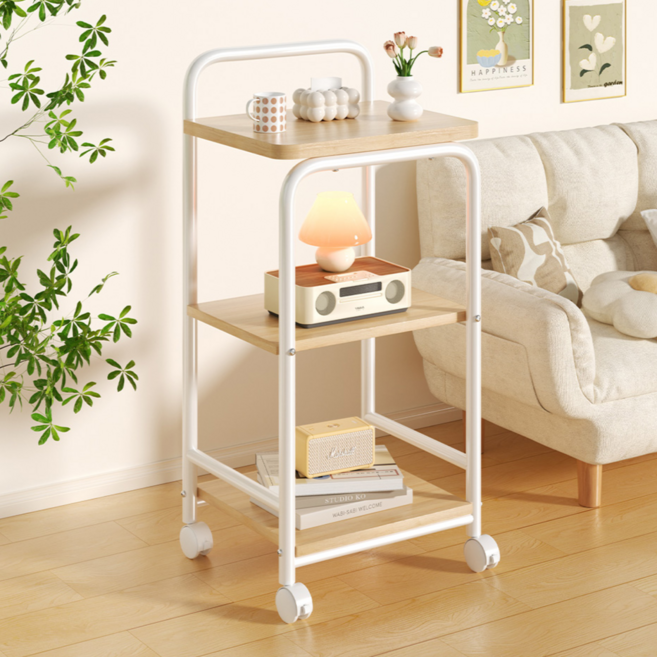 하이피러브 다용도 이동식 진열장 선반, 3단, 화이트