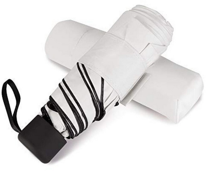 WAUPPY 소형 여행용 우산 컴팩트 자외선 차단 경량 지갑 사이즈 우산 햇빛 비 휴대용 백팩 핑크