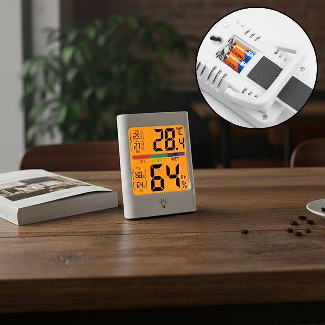 치트몰 백라이트 디지털 자석 온습도계, 화이트, 1개