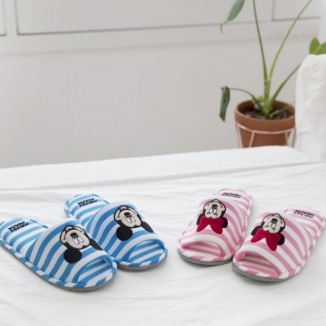 거실 슬리퍼 발편한 귀여운 미키 커플 주방 실내화, 1개, 선택하세요_05 페이스 레드블루
