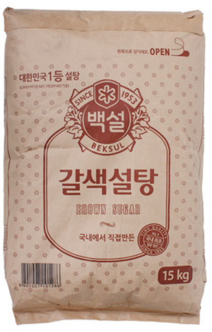 백설 갈색설탕, 15kg, 3개