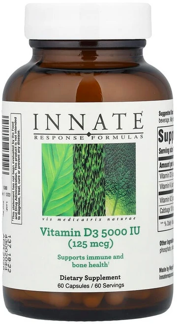 Innate Response Formulas 비타민D3 125mcg(5 000IU) 캡슐 60정 Formulas (이네이트 리스폰스 포뮬라스), Innate Response Formulas, 비타민D, 1개 - 쿠팡