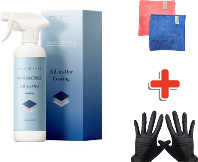 [인스타핫한제품]블랙홀 글라스 코팅큐 500ml 유리 거울 입주 청소 다용도 세정 코팅제 + 전용타월 2장