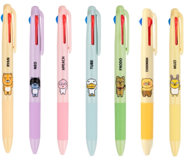 카카오프렌즈 3색 볼펜 0.7mm, 1개, 무지