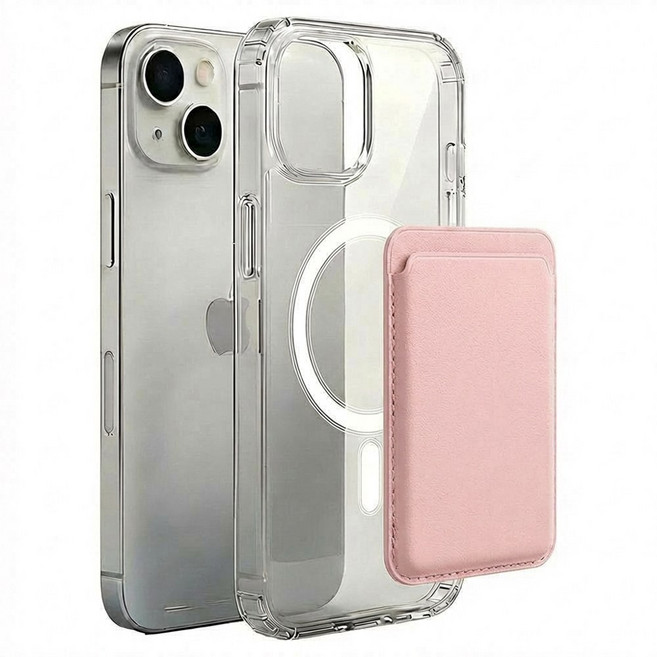 EVOL 강화자력 아이폰 맥세이프 케이스 + 가죽 카드지갑 세트