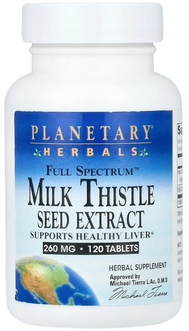Planetary Herbals 플 스펙트럼™ Milk Thistle Seed Extract 120 Tablets, 120 count, 1개 - 쿠팡