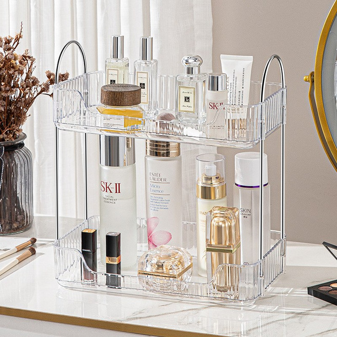 데코트리 아크릴 선반 화장품 정리대, 화이트, 1개, 2단
