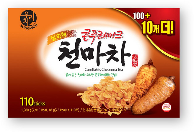송원 우리차 콘푸레이크 천마차 + 바나바잎차 40T, 18g, 1개, 110개입
