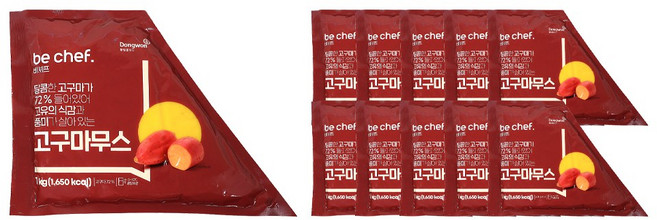 동원홈푸드 삼조 뉴 고구마무스 1KG x 10 개 고구마 크러스트 피자 샐러드 토핑 (디자인이 변경되었습니다), 10개