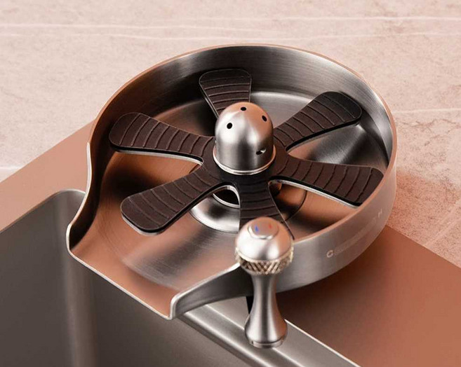 OK에스 피처린서 가정용 카페 컵 세척기 설거지, 블랙 (단일 냉각 스타일/자동 회전)