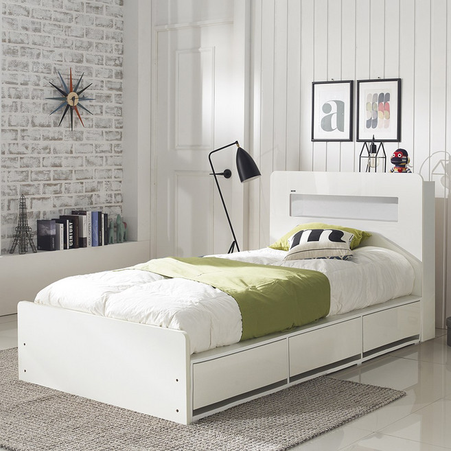 (매트포함)보루네오 100%국내제작 LED 멀티수납 고급형 통서랍 침대프레임 SS Q+독립스프링 유로탑 세트(수도권 희망일배송 방문설치), 06.헤이즈(화이트) 독립스프링 유로탑