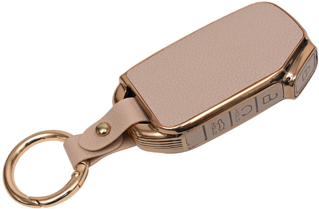 바이어블 기아 올뉴 K3 K7 프리미어 니로 레이 호환 스마트키 가죽 TPU 케이스 키링 키홀더, 4버튼_TL72, 아이보리