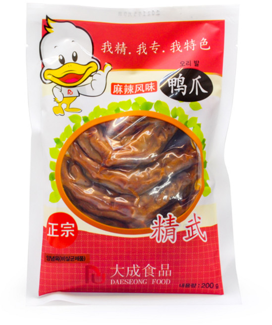 천미방 중국식품 대성 마라맛 삶은 오리 발 200g 중국 식품 간식, 1개