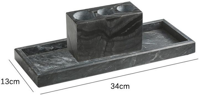 대리석칫솔꽂이 고급호텔 욕실트레이 거치대 디스펜서, 1개, 좁은 트레이 앤티크우드 패턴