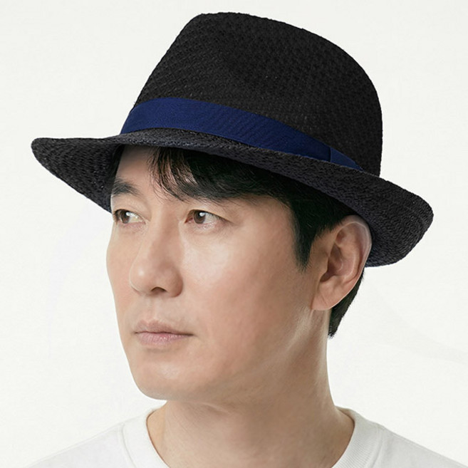[국산] 여름 페도라 지사스타일 딥오션 테이프 중년 남성 할아버지 중절모 신사모자