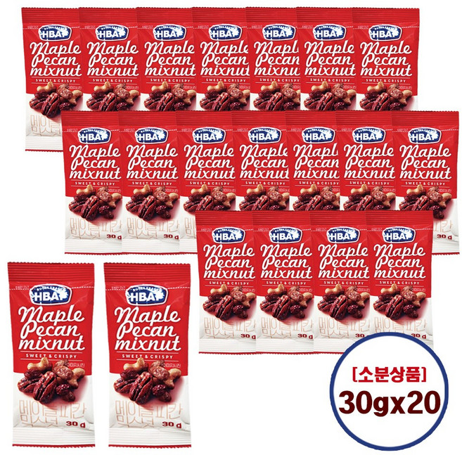 HBAF 바프 메이플피칸 믹스넛 견과류 믹스견, 30g, 20개
