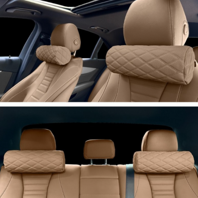 컴피로드 차량용 메모리폼 목쿠션 헤드레스트 목지지 쿠션 2개, 1개, 새들브라운