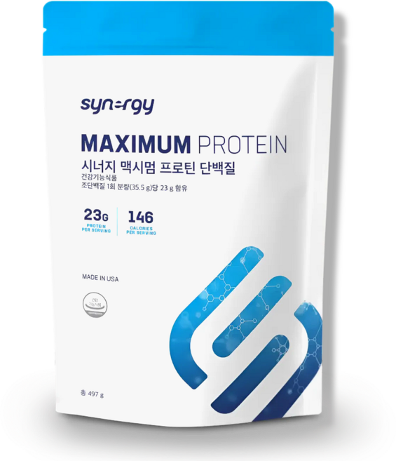 (본사 정품) 시너지 맥시멈 프로틴 단백질 (최신 제조 유통기한 최대), 1박스, 497g