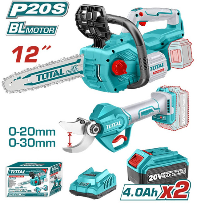 TOTAL 20V 鋰電鏈鋸機 果樹剪組套 12吋 BLMOTOR, 1個
